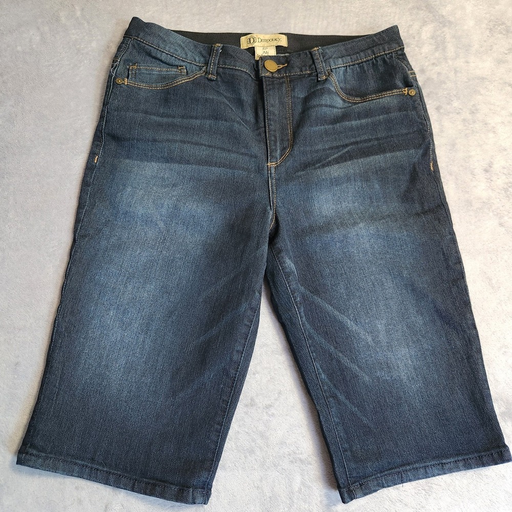 Democracy Absolution Denim Bermuda Shorts Womens 8P Dark Wash Stretch Petite